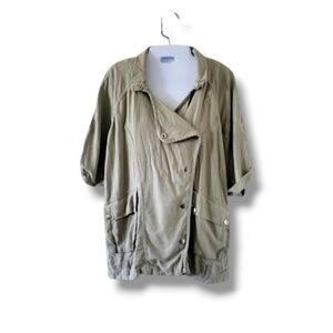 PJK Patterson J Kincaid | Sage Gray Short Sleeve Moto-Style Utility Jacket